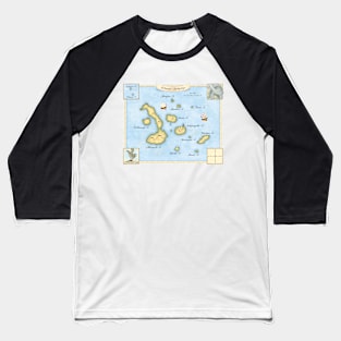 Galapagos Archipelago Map With Sailing Ships Baseball T-Shirt